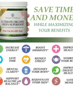 Pinnacle of Wellness Ultimate Organic Green Superfood Powder - Berry Flavor - 30 Servings 9.5oz (266.1g) 15 81JdUu1SDpL