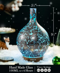 Porseme Silver Plated Essential Oil Diffuser Glass Aromatherapy Ultrasonic Humidifier Cool Mist, Auto Shut-Off,Timer Setting, BPA Free for Home Hotel Yoga Leisure SPA Office Premium Gift 100ml A3-100ml Silver Plated Aladdin 9 81JdYIy8UjL