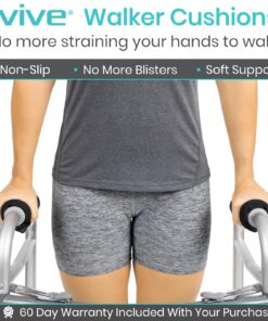 Alternative view of Vive Walker Handle Cushions - Padded Hand Covers - Soft Cushion Padding Medical for Folding Rolling Wheelchair, Rollator Handle, Senior, Elderly Grippers - Crutch Handle Pad Grips - Mobility Aid Black
