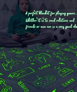 Glow in The Dark Blanket Gaming Blanket Boys Girls Gamer Blankets Soft Fleece Cozy Video Game Blankets Gift for The Ultimate Gamer for Kids Teens Men Boyfriends 50"x60" Fluorescent Game Throw Size 50" x 60" (130 x 150 cm) 11 81JfvPxX8L