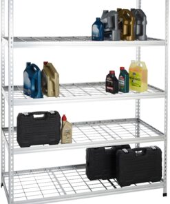 Amazon Basics Heavy Duty Storage Shelving Unit, Double Post, 5 Shelf, High-Grade Aluminum, Silver, 60 x 24 x 78 Inch 31 81Jg0oHbxEL