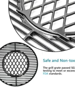 Hongso 8835 21.5 Inch Non-Stick Polished Porcelain Coated Grill Grates for Weber Original Kettle Premium 22 Inch Charcoal Grill, 22" Weber Performer Premium, Deluxe Charcoal Grill, 22'' Smokers 21.5" in dia. 8 81JgYKYMMcL