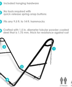 Sunnydaze Universal Heavy-Duty Steel Hammock Stand - 550-Pound Capacity - Fits Hammocks 9 to 14 Feet Long - Black 25 81Jgzc4ix2L