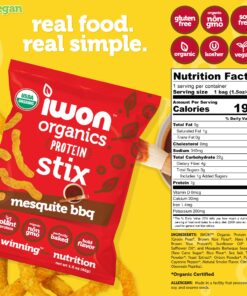 IWON Organics Mesquite BBQ Flavor Snack Stix, High Protein and Organic Healthy Snacks, 8 Bags, 1.5 Ounce 11 81JiOmbx5iL