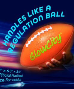 GlowCity Glow in The Dark Football - Light Up LED Ball - Perfect for Evening Play, Camping, and Beach Fun! Adult 10" 23 81JiPRDRhjL