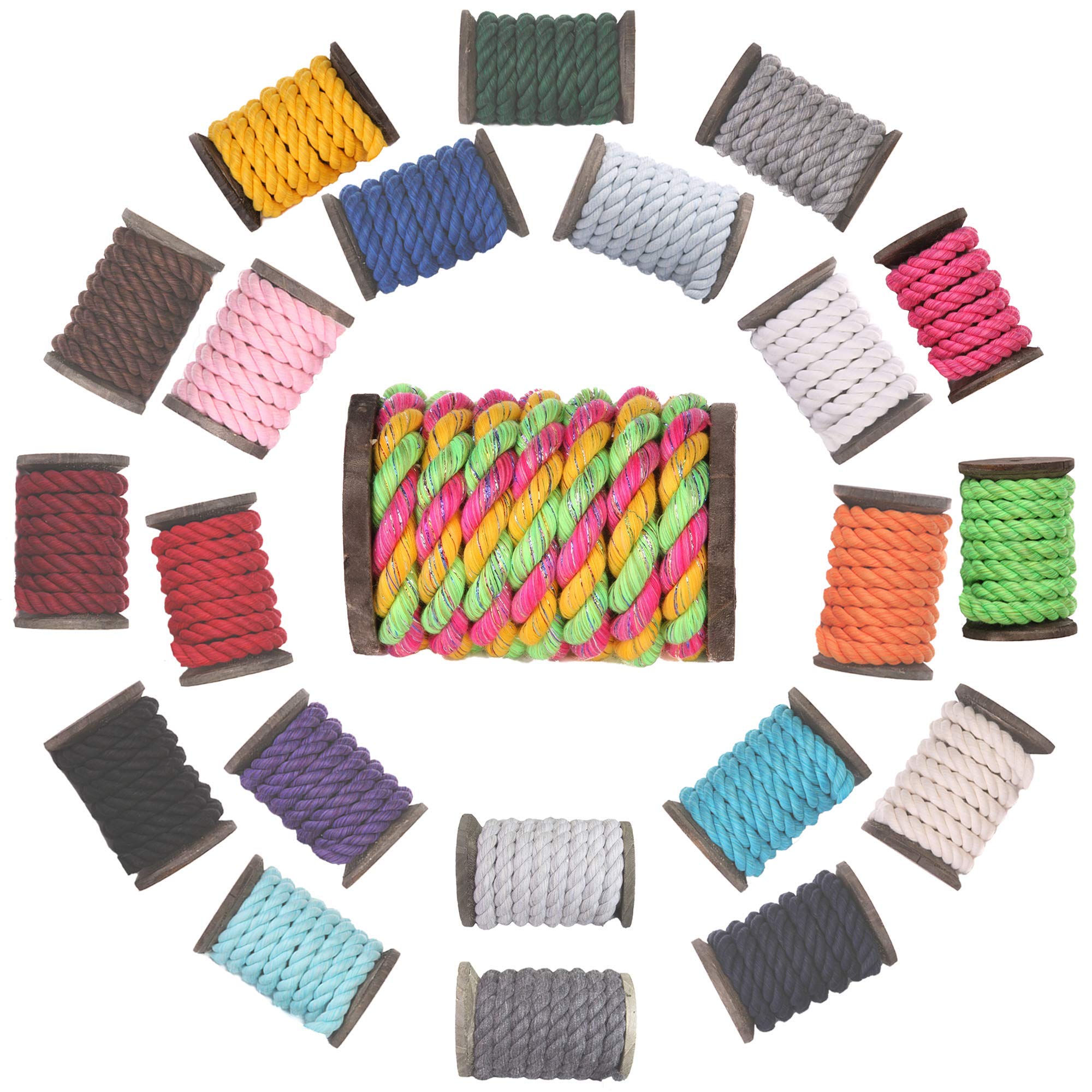 Ravenox Natural Twisted Cotton Rope | Made in The USA | Strong Triple-Strand Cordage for Sports, Décor, Pet Toys, Crafts, Macramé & Indoor Outdoor Use| by The Foot & Diameter (Multiple Color) Pink, Gold, Lime Glitter 1/2 Inch x 100 Feet 3 Ravenox Natural Twisted Cotton Rope | Made in The USA | Strong Triple-Strand Cordage for Sports, Décor, Pet Toys, Crafts, Macramé & Indoor Outdoor Use| by The Foot & Diameter (Multiple Color) Pink, Gold, Lime Glitter 1/2 Inch x 100 Feet - Image 3