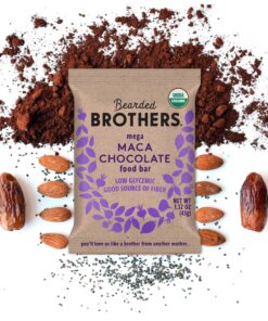 Bearded Brothers Organic Vegan Energy Bars - Gluten & Soy Free, Paleo, Whole 30 | Non GMO, Low Glycemic, High Protein, Fiber | 12pk Maca Chocolate 12 Count (Pack of 1) 11 81JlKyML23L