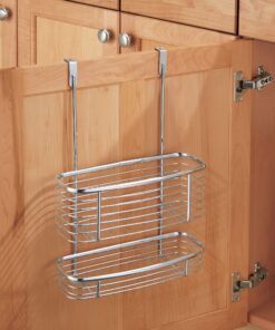 iDesign Axis Over the Cabinet 2-Tier Kitchen Storage Basket Organizer for Aluminum Foil, Sandwich Bags, Cleaning Supplies, Garbage Bags, Bath Supplies, Chrome 29 81JoSzwzpmL