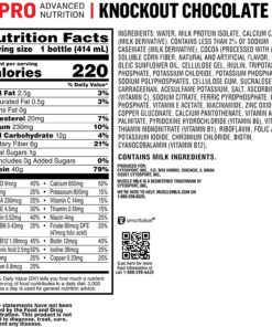 Muscle Milk Pro Advanced Nutrition Protein Shake, Knockout Chocolate, 14 Fl Oz Bottle, 12 Pack, 40g Protein, 1g Sugar, 16 Vitamins & Minerals, 6g Fiber, Workout Recovery, Packaging May Vary 11 81JoXnvjAL