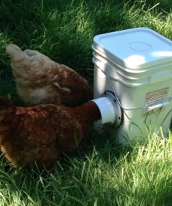 RentACoop 20 Pounds BPA-Free Chicken Feeder with Large Ports - Includes Lid, Anti-Roost Cone, Rain Hoods - Suitable for Chickens - Center Placement 37 81JoezuwKkL