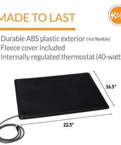 K&H Pet Products Lectro-Kennel Outdoor Heated Pad with Free Cover Black Medium 16.5 X 22.5 Inches 60 Watts 23.0"L x 17.0"W x 1.0"Th Retail Box 10 81JppATMfEL 3