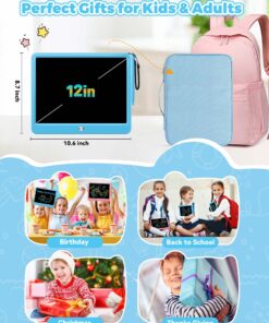 KOKODI 12 Inch LCD Writing Tablet with Anti-Lost Stylus, Erasable Doodle Board Colorful Toddler Drawing Pad, Car Travel School Games Toys for 3 4 5 6 7 8 Kids, Birthday Gift for Girls Boys Adults Blue 19 81JroQdiA0L