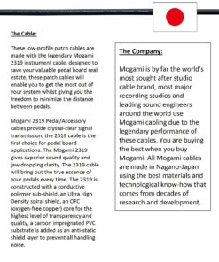 Alternative view of WORLDS BEST CABLES 6 Units - 6 Inch -Pedal, Effects, Patch, Instrument Cable Custom Made Made Using Mogami 2319 Wire and Eminence Gold Plated ¼ inch (6.35mm) R/A Pancake Type Connectors