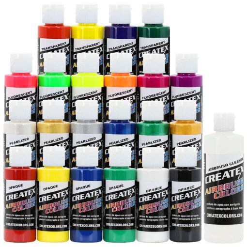 Createx Colors Airbrush Paint - 22 Colors and Cleaner - 2 oz