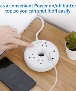 White Extension Cord 15 Feet, NTONPOWER Flat Plug Long Extension Cord, Circuit Breaker, 4 Outlet Nightstand Charging Station, Compact for Home Office Bedside Dorm Essentials 15FT 13 81Jv1tXUN6L