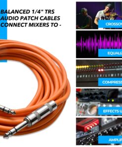 Seismic Audio Speakers ¼” to ¼” TRS Patch Cables, 25 Foot Patch Cables, Pack of 6, Multi Color Multi-Color 11 81Jv64nhghS