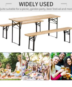 Outsunny 6' Portable Picnic Table and Bench Set, Outdoor Wooden Folding Camping Dining Table Set for Patio Garden Outdoor Activities 22 81Jw3pjDBL 1