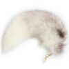 Fosrion Fluffy White Gray Arctic Fox Tail Fur Halloween Cosplay Alopex Lagopus KeyChain