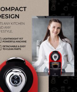 ChefWave Espresso Machine and Coffee Maker (Red) - Compatible with Nespresso Original Capsules, Programmable, One-Touch, Italian, 20 Bar High Pressure Pump Bundle with Pod Holder and Glasses Red 18 81JyZLVdsnL