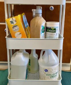 SimpleHouseware Heavy Duty 3-Tier Metal Utility Rolling Cart, White 24 81JzBfOZL