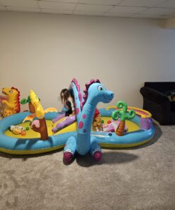 Intex Dinoland Inflatable Dinosaur Swimming Pool Kiddie Play Center with Water Slide, Dino Arch Water Sprayer, and Games for Ages 2 and Up, Multicolor 1 41 81JzUmm9RYL