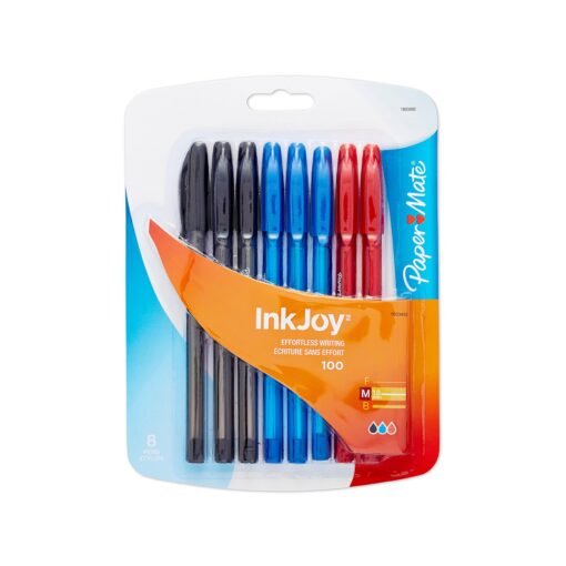 Paper Mate InkJoy 100ST Ballpoint Pen, Medium Point, Business Colors, 8 Count 8-Pack Stick