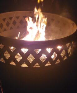 Sunnydaze Bronze Crossweave Wood-Burning Fire Pit - Includes Spark Screen, Fireplace Poker, and Round Cover - 36-Inch 36 in 39 81K EsdlWL