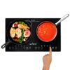 NutriChef Double Induction Cooktop - Portable 120V Digital Ceramic Dual Burner w/ Kids Safety Lock - Works with Flat Cast Iron Pan,1800 Watt,Touch Sensor Control, 12 Controls - PKSTIND48, Black 49 81K13asPPHL