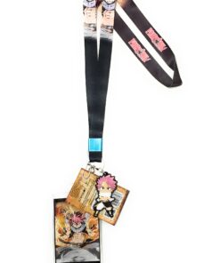 Fairy Tail Fiery Dragon Natsu Lanyard with Badge ID Holder & PVC Natsu Charm, 5", Multicolor