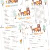 Baby Shower Games for Boy or Girl - Set of 5 Activities for 50 Guests - Pack of 250 Cards - Baby Shower Supplies - Woodland Animals