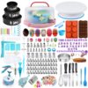 Gawren-H&E Cake Decorating Kit with Cake Carrier,678 PCS Cake Decorating Supplies Kit with 3 Springform Pans,Piping Bags and 74 Piping Tips,Chocolate Mold,Turntable - Baking Supplies Kit Set 678 PCS BLUE 15 81K3WKrjoYL