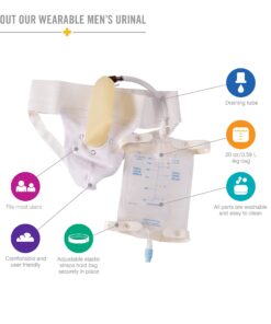 DMI Urinal for Men, Portable Urinal With Elastic Waistband And Urine Collection Bag or Leg, FSA and HSA Eligible, Holds Up To 20 Ounces Of Fluid, One Size Fits Most, Reusable And Washable Urinal Kit 10 81K3r0OhEQL