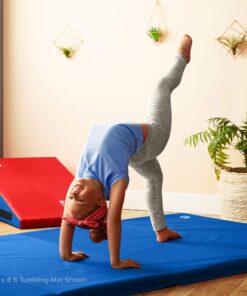 We Sell Mats 4 ft x 8 ft Gymnastics Mat, Folding Tumbling Mat, Portable with Hook & Loop Fasteners 4 ft x 8 ft x 2 in Blue 19 81K4fN4udsL