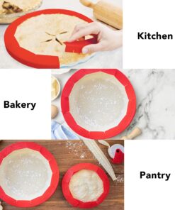 Talisman Designs Baking Pie Crust Shield Protector Cover for Edges of Pie - 8-inch to 11.5-inch Adjustable Silicone Baking Accessory for Making the Perfect Pie | Set of 1 Red Pie Shield - Set of 1 28 81K5aHsPkhL