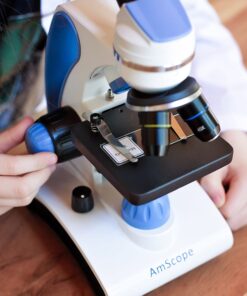 AmScope M162C-2L-PB10-WM-SP14-50P100S 40X-1000X Beginners Microscope Kit for Kids & Students w/Complete Science Accessory Kit + World of The Microscope Book 48 81K6EojFdYS 1