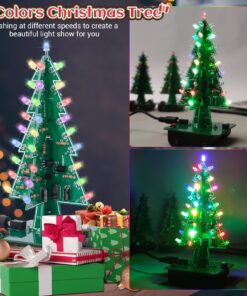 Christmas Tree Soldering Project, Icstation 3D Xmas Tree Soldering Kit with LED Flashing Lights Soldering Practice 7 Colors DIY Electronic Assemble Kit for Learning Teaching STEM Educational Multicolored 36 81K8NOrC9YL