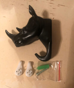 HERNGEE Rhino Head Single Wall Hook/Hanger Animal Shaped Coat Hat Hook Heavy Duty, Rustic Decorative Gift, Black 24 81K8sI28vXL