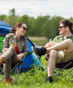 GigaTent Black Folding Camping Chair – Ultra Lightweight Collapsible Quad Padded Lawn Seat with Full Back, Arm Rests, Cup Holder and Shoulder Strap Carrying Bag - Powder Coated Steel Frame 13 81KBRYG8QlL