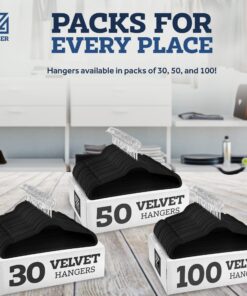 Zober Velvet Hangers 50 Pack - Heavy Duty Black Hangers for Coats, Pants & Dress Clothes - Non Slip Clothes Hanger Set - Space Saving Felt Hangers for Clothing 25 81KCJPlQdtL