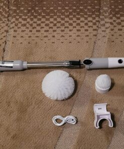 Electric Spin Scrubber, Cordless Power Brush Floor Scrubber with Adjustable Extension Arm and 4 Replaceable Bathroom Cleaning Brush Heads, Ideal for Tub, Tile, and Floor Cleaning White 37 81KCOn9Y8eL