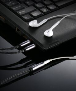 Headset Splitter Cable, DUKABEL Gold-Plated & Strong Braided Y Splitter Audio Cable Separate Microphone Headphone Port Gaming Headset Splitter PC Earphone Adapter VoIP Phone -TopSeries (12inch / 30cm) 12 in/30 cm 17 81KCUM2A0OL