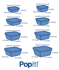 Popit! 8 Clear Food Storage Containers Set, Microwave and Freezer Safe, Little Big Box 21 81KDEHe8APL