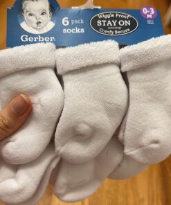 Gerber Baby Girls' 6-Pair Sock 0-3 Months White 21 81KFHtTlGgL