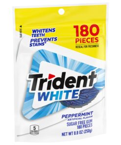 Trident White Sugar Free Gum, Peppermint, 180 Count (Packaging May Vary) 36 81KHK4FotpL