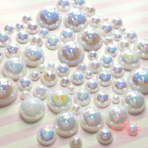 400 pcs 2mm -10mm White resin faux round Shiny Pearls Flatback Mix Size Cabochon