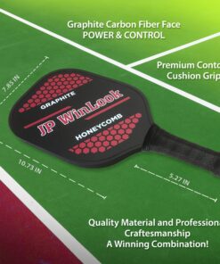 JP WinLook Premium Pickleball Paddles Set – Graphite Carbon Fiber/Fiberglass Rackets for Women & Men and Pickleball Balls for Indoor or Outdoor Play. Pickleball Set - Racquets, Pickleballs & Carry Bag USAPA Graphite Red / Red-2 Player Set 27 81KKd4Ej2aL 2