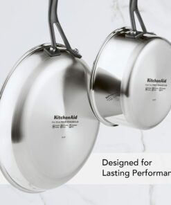 KitchenAid 5-Ply Clad Stainless Steel Cookware Pots and Pans Set, 10 Piece, Polished Stainless 19 81KNmXYRFAL