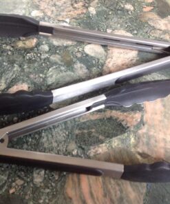 Vivree Kitchen Tongs Set - Salad & Grill Stainless Steel Serving Tongs with Silicone Tips - 9"&12" (Black) Black 67 81KObjGOE7L 1