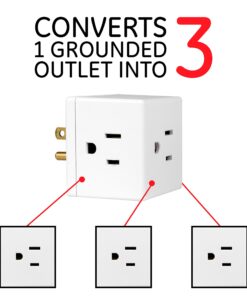 GE 3-Outlet Extender, Grounded Wall Tap, Adapter Spaced, 3-Prong, Multiple Plug, Power Splitter, Cruise Essentials, Use for Home Office School Dorm, UL Listed, White, 58368 1 Pack 3 Outlet | 3-Prong Cube 37 81KOuT4IsdL