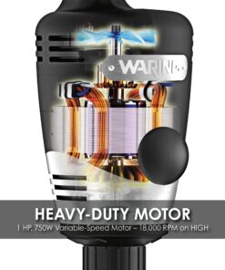 Alternative view of Waring Commerical WSB50 Big Stix Heavy Duty Immersion Blender, 12" Removable Shaft, 1 HP/700 Watt Variable Speed Motor, 120V, 5-15 Phase Plug,Black/Silver WSB50 12" Shaft | 10 Gallon Capacity
